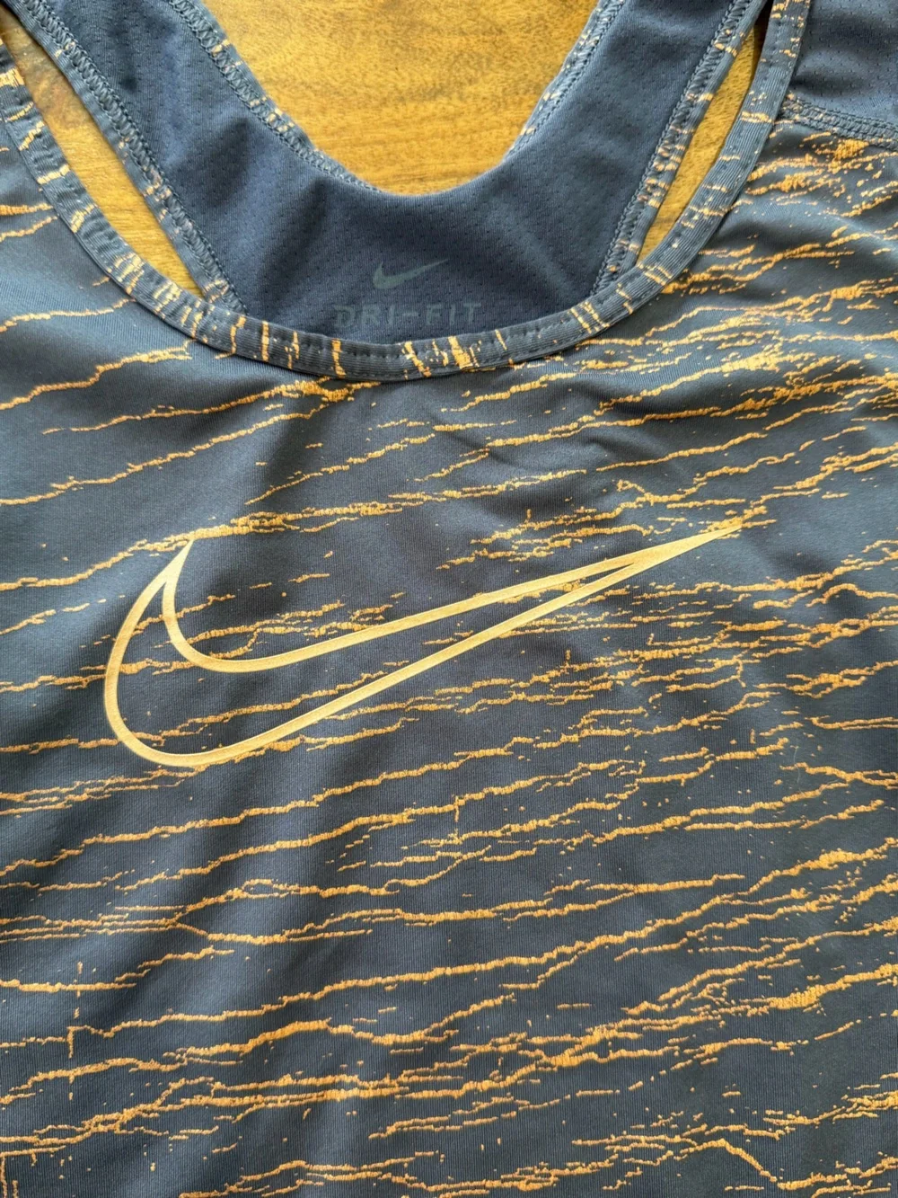 Nike Dri-Fit Charcoal Tank Top with Copper Metallic Stripe Print Size Medium